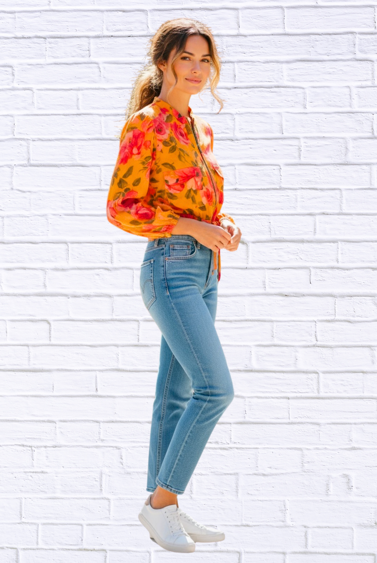 Demi Lola Jacket i Tangerine / Turquoise / Animal and Floral