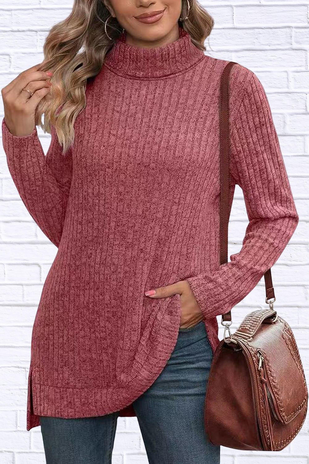 Turtleneck High Low Top