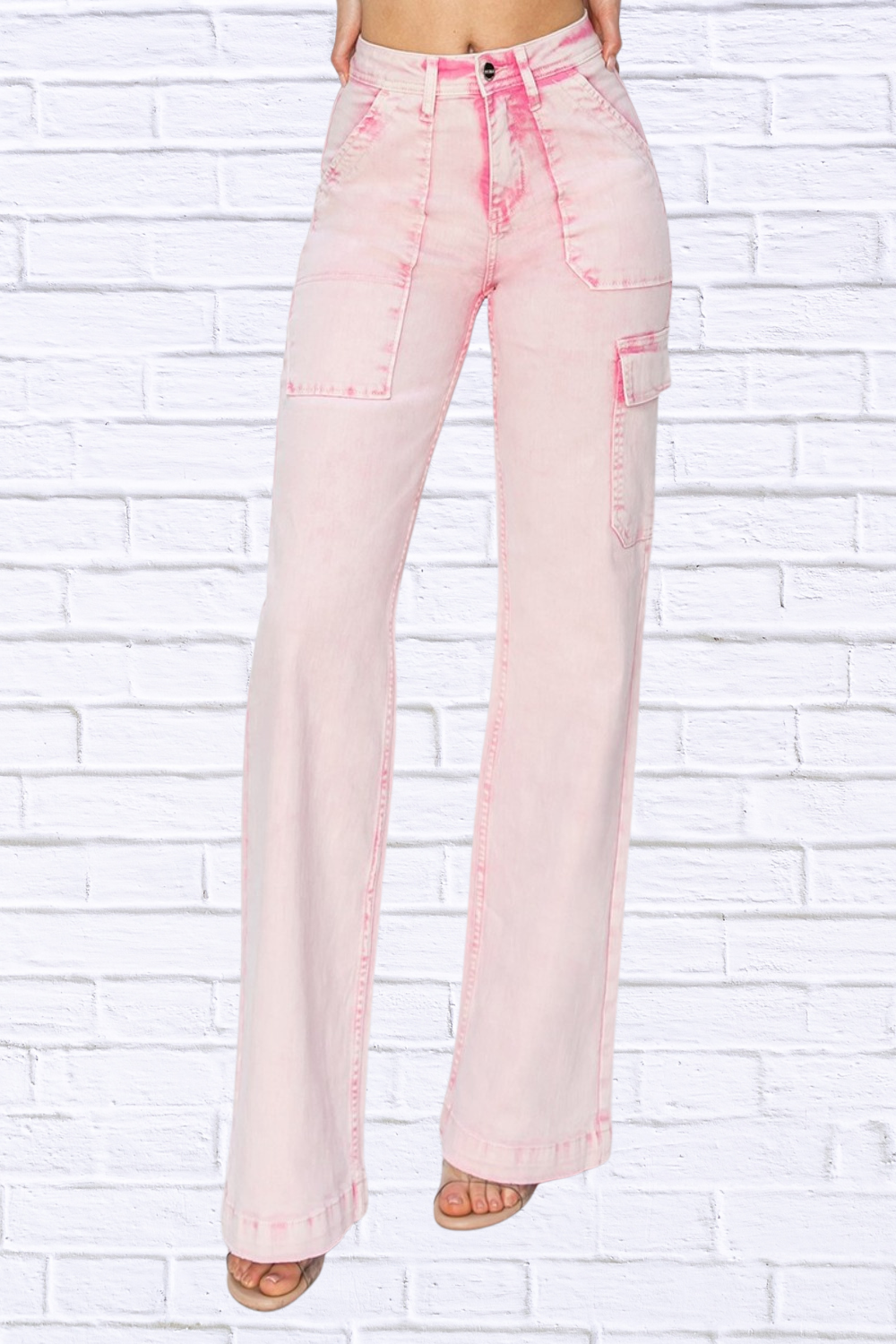 RISEN Full Size High Rise Cargo Pocket Jeans