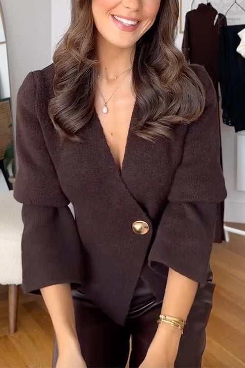 V Neck One Button Sweater Cardigan