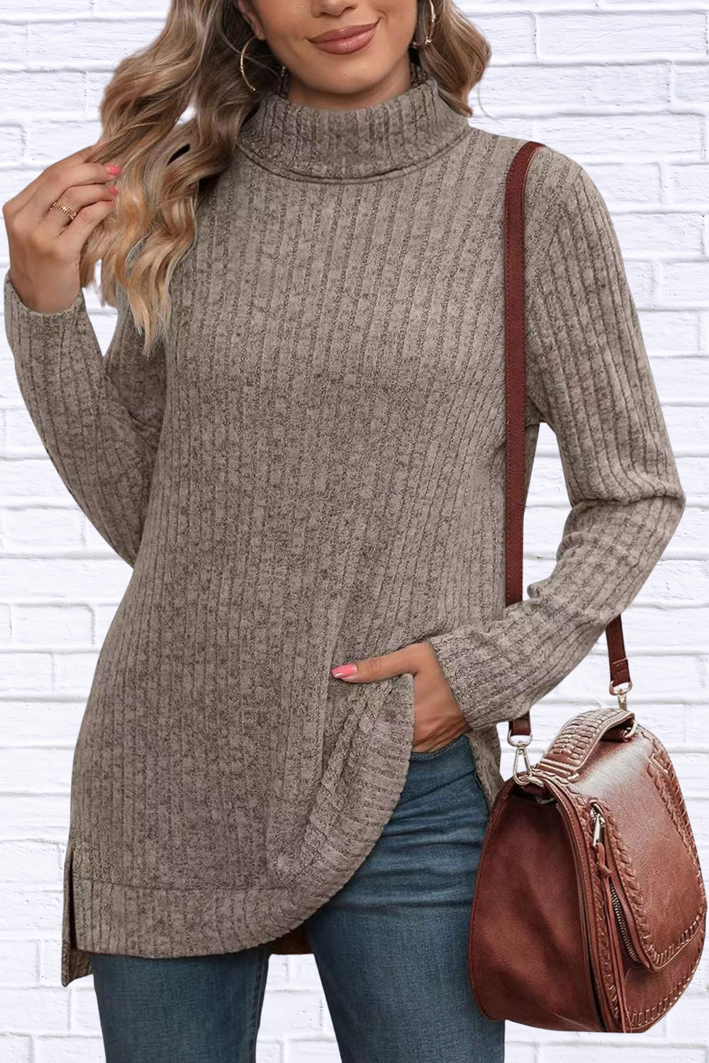 Turtleneck High Low Top