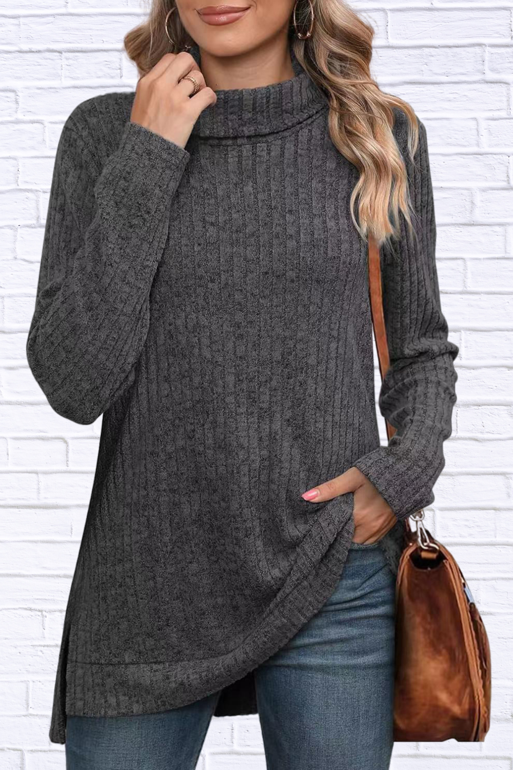 Turtleneck High Low Top
