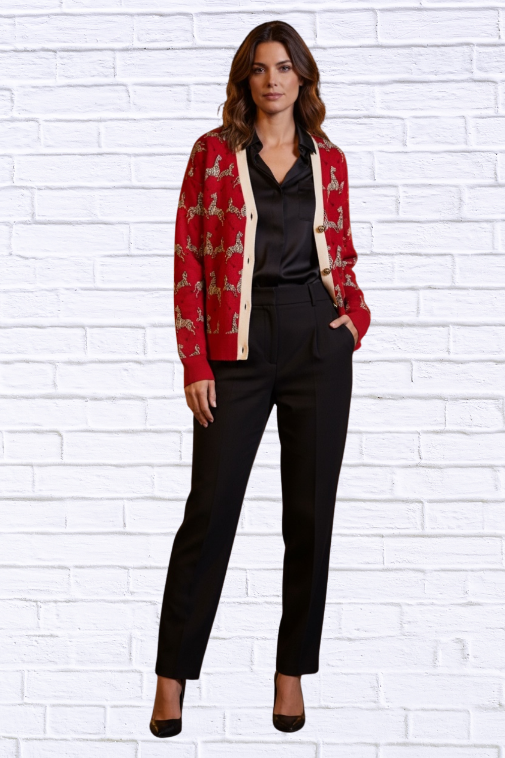 Women’s Casual V-Neck Zebra Print Cardigan