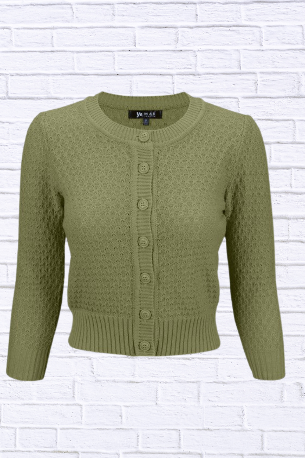 3/4 Sleeve Cute Pattern Cropped Cardigan Sweater