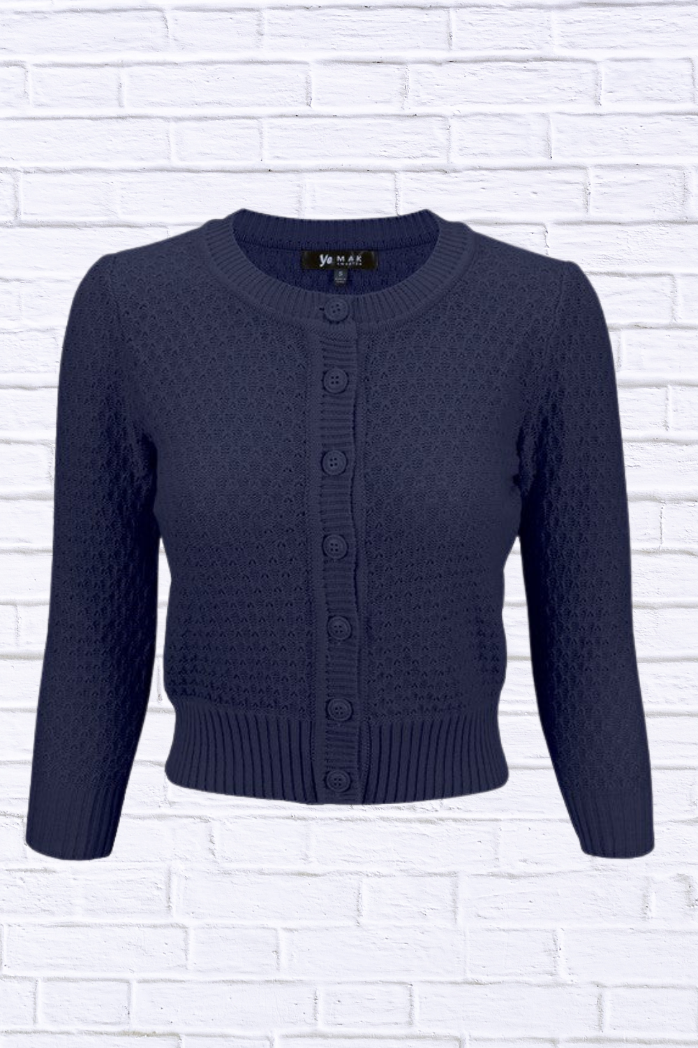 3/4 Sleeve Cute Pattern Cropped Cardigan Sweater