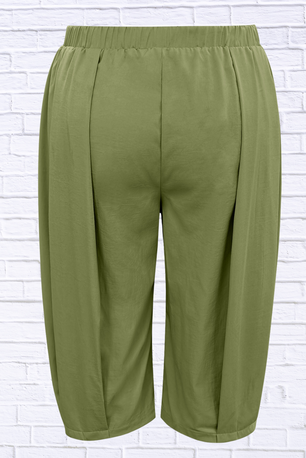 Plus Size Wide Leg Pleated Detail Cropped Pants