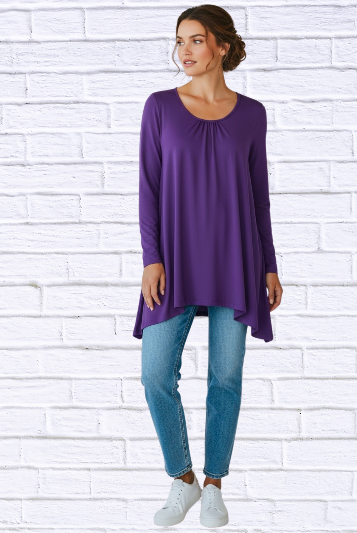 Sibella Pleated Front Long Sleeve Blouse