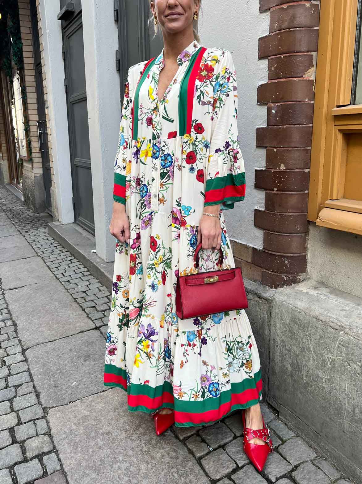 Resort Floral Print Bell Sleeve Maxi Dress