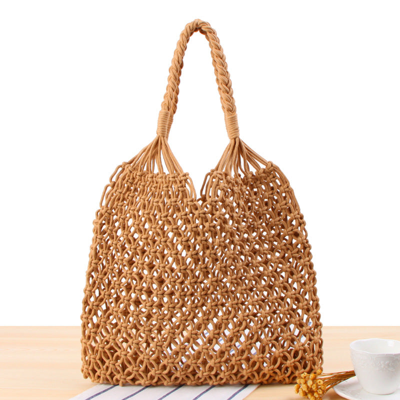 Solid Color One Shoulder Woven Bag Trendy Women Maori Crochet