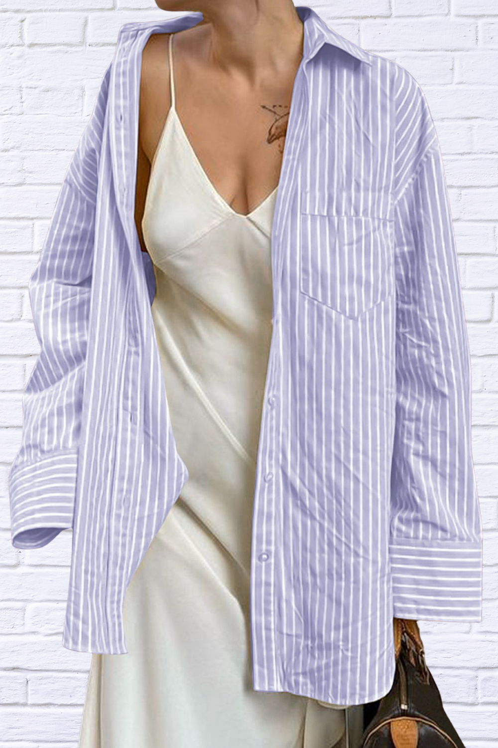 Effortless Cool – Oversized Striped Button-Down Shirt
