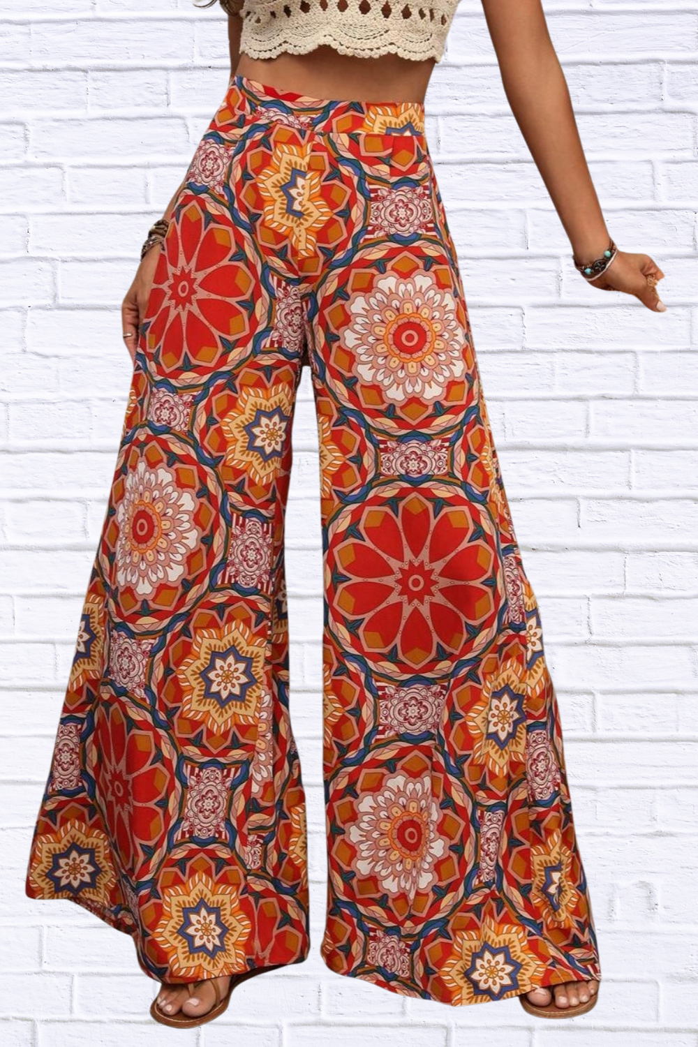 Printed Wide Leg Pants