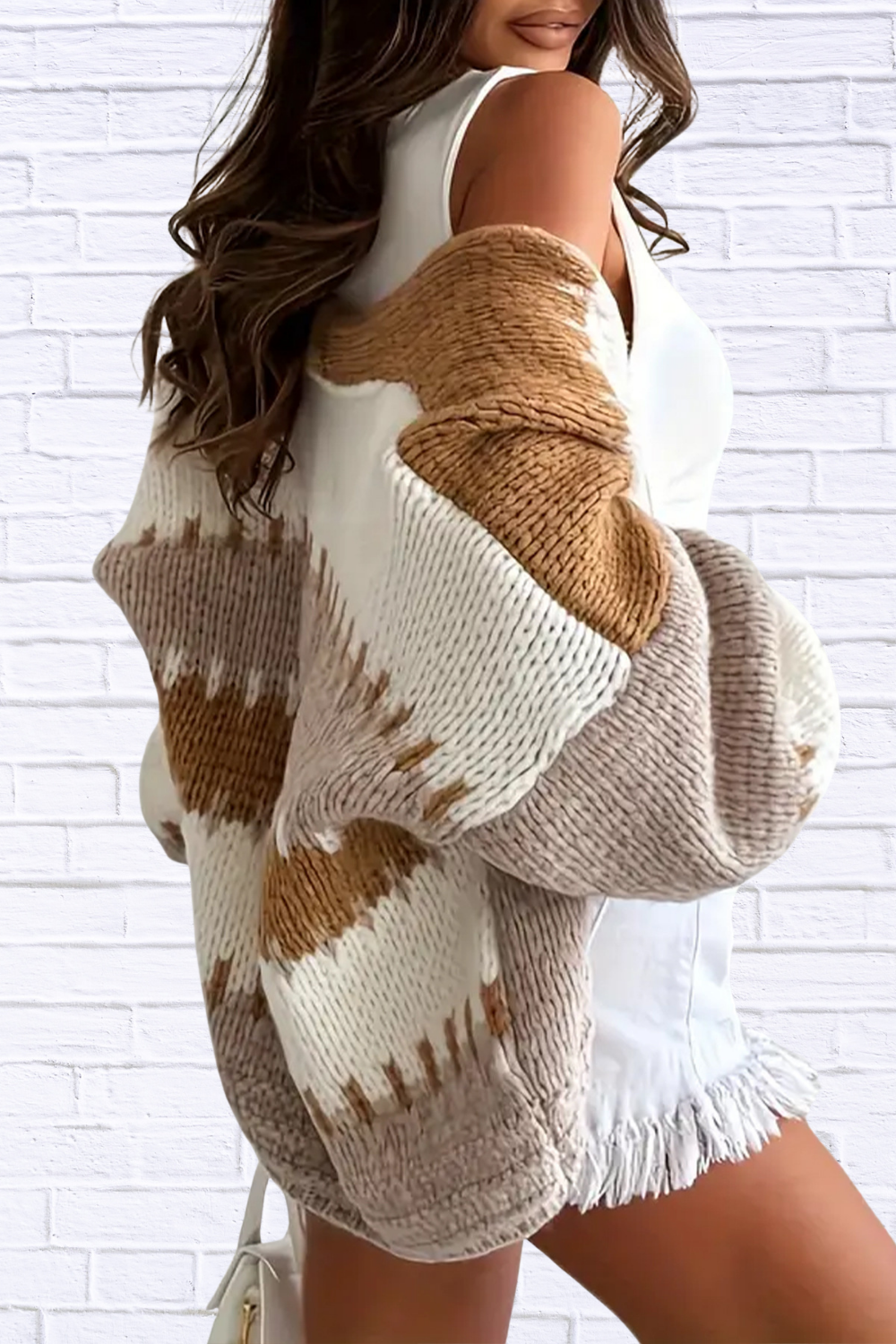 Color Block Drop Shoulder Cardigan