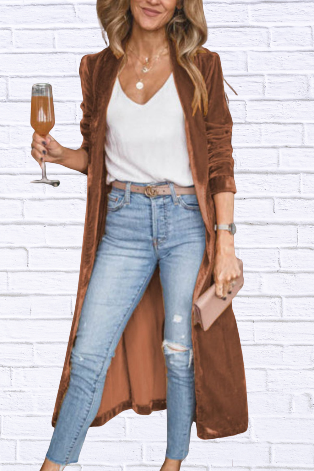 Open Front Long Sleeve Longline Cardigan
