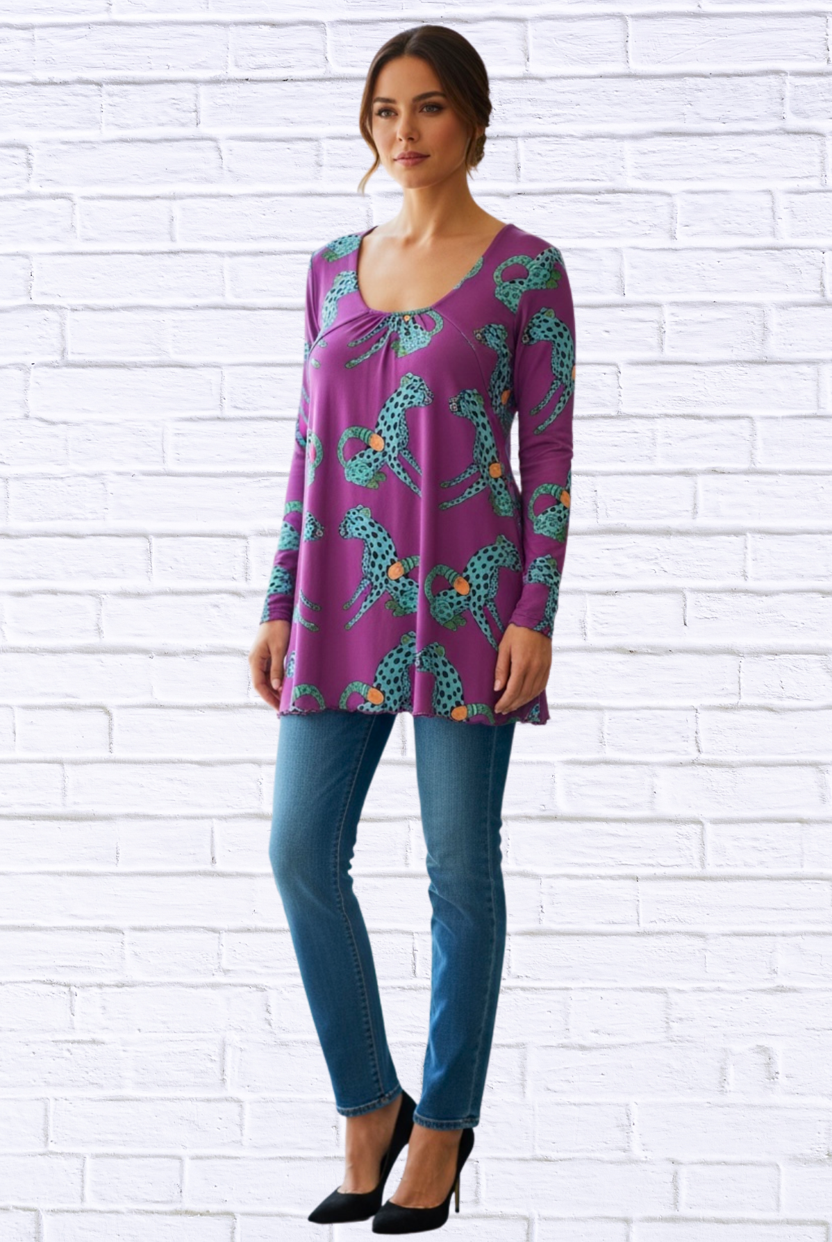 Sibella Pleated Front Long Sleeve Blouse