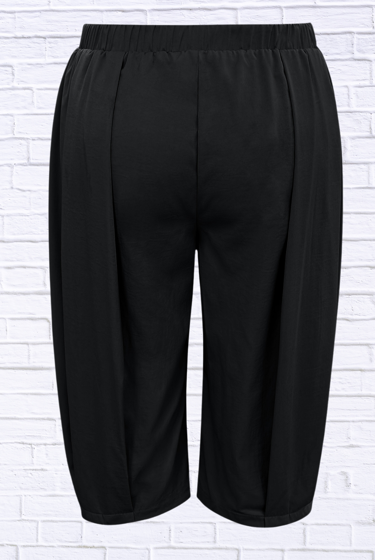 Plus Size Wide Leg Pleated Detail Cropped Pants