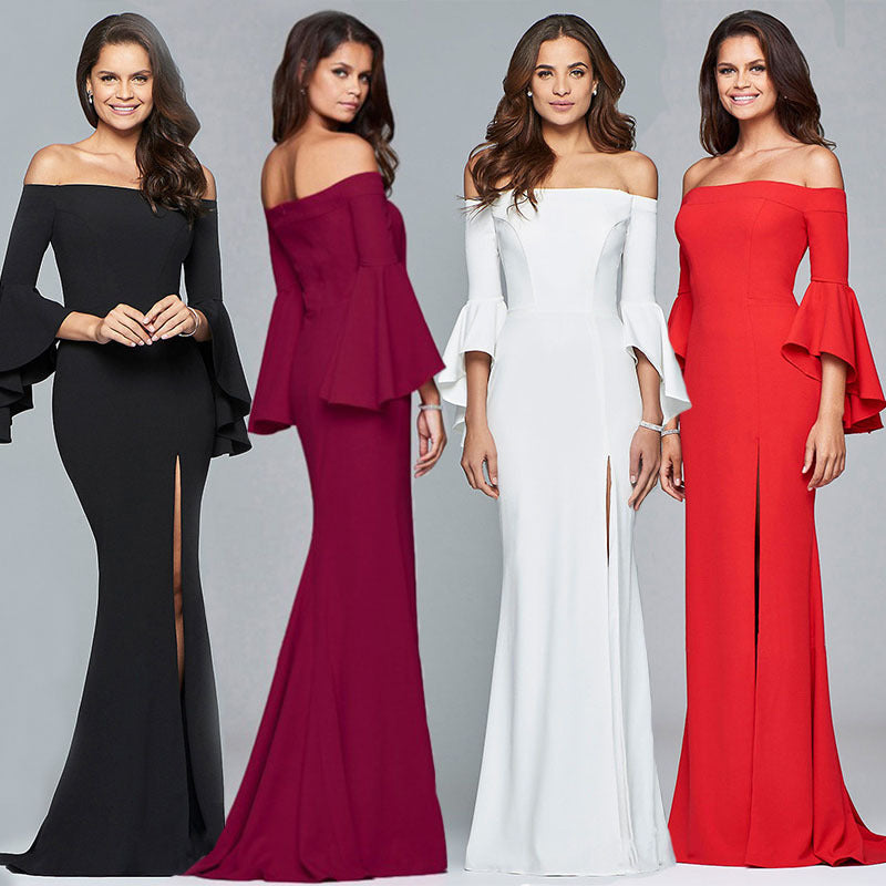 Valerie Flare Sleeves Off Shoulder Evening Dress
