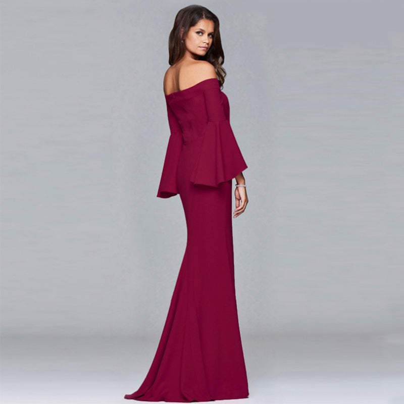 Valerie Flare Sleeves Off Shoulder Evening Dress