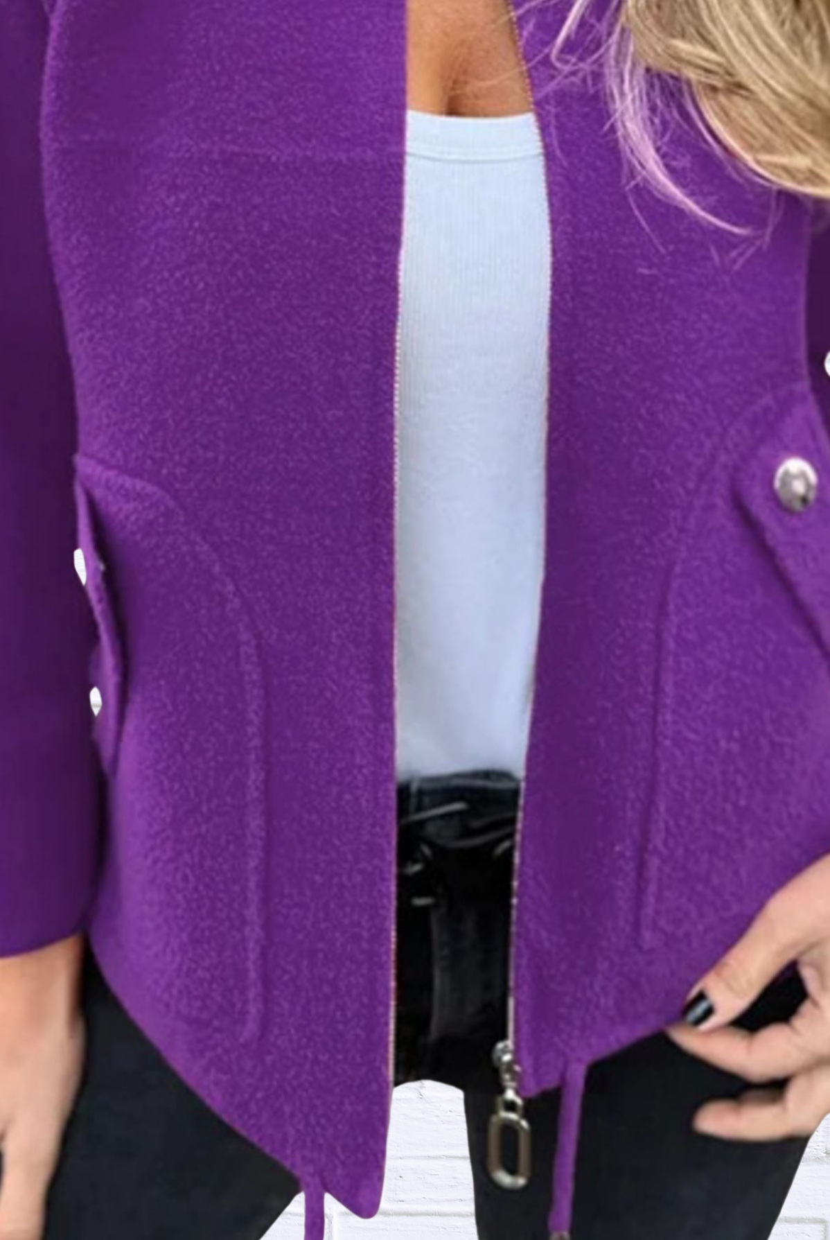 Full Size Textured Knit Zip Up Outerwear Plus Size