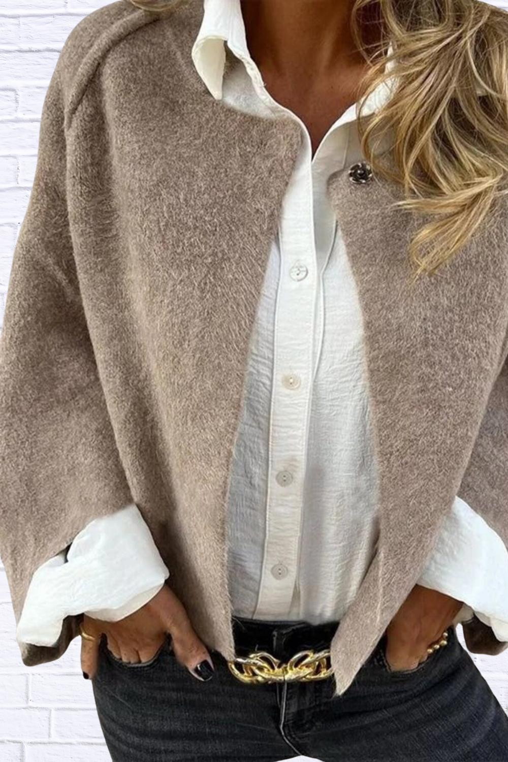 Full Size Solid Color Long Sleeve Outerwear Plus Size