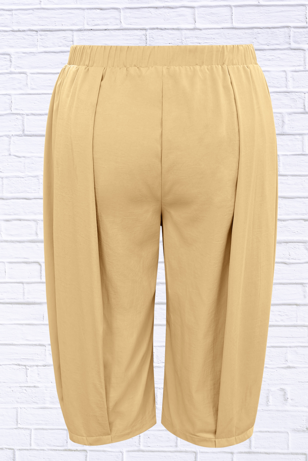 Plus Size Wide Leg Pleated Detail Cropped Pants