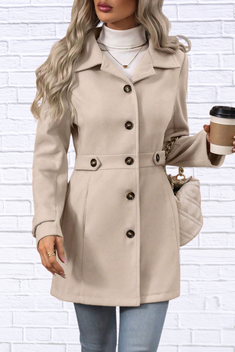 Collared Neck Button Up Coat