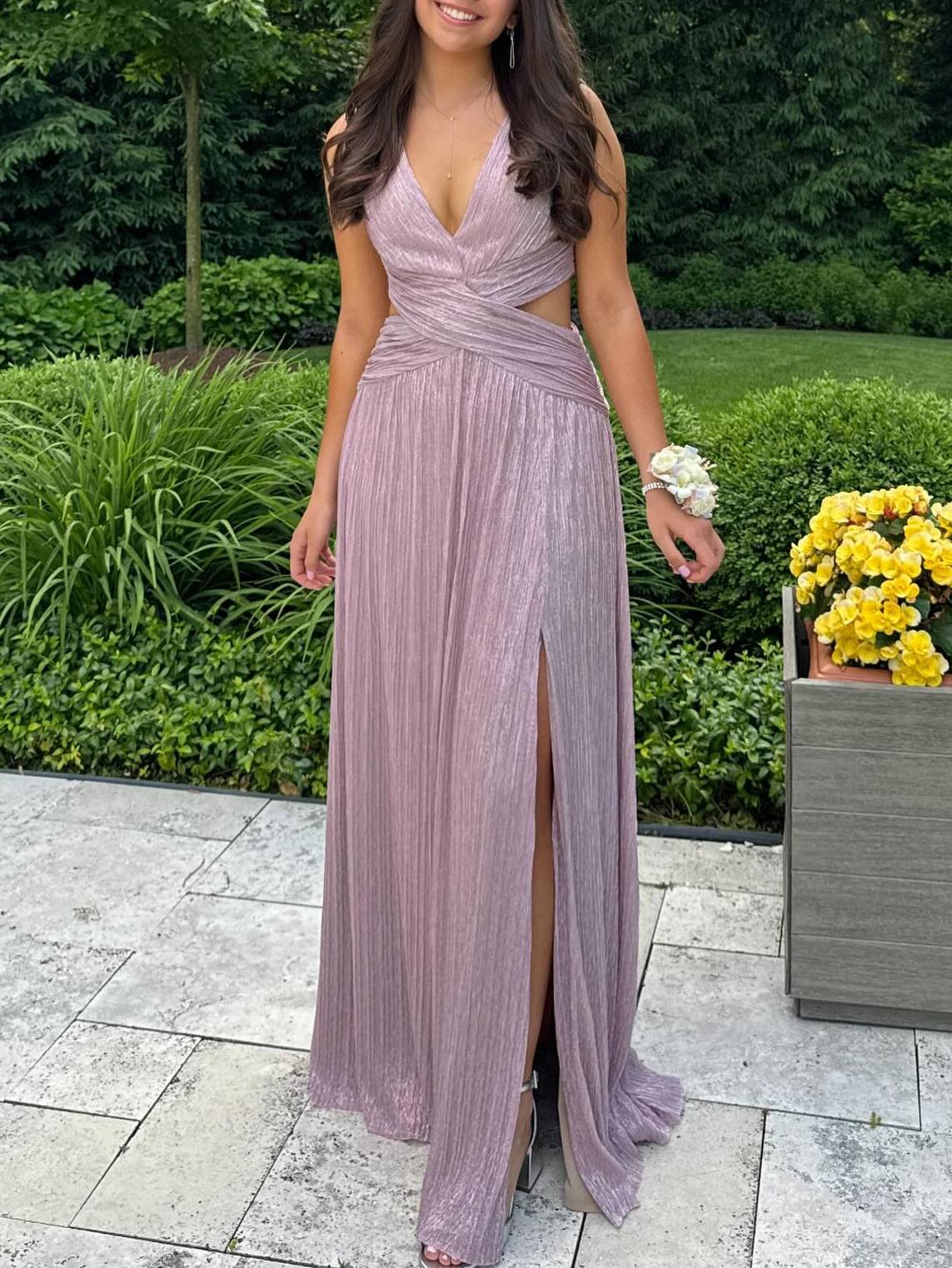 V-Neck Hollow Slit Maxi Dress