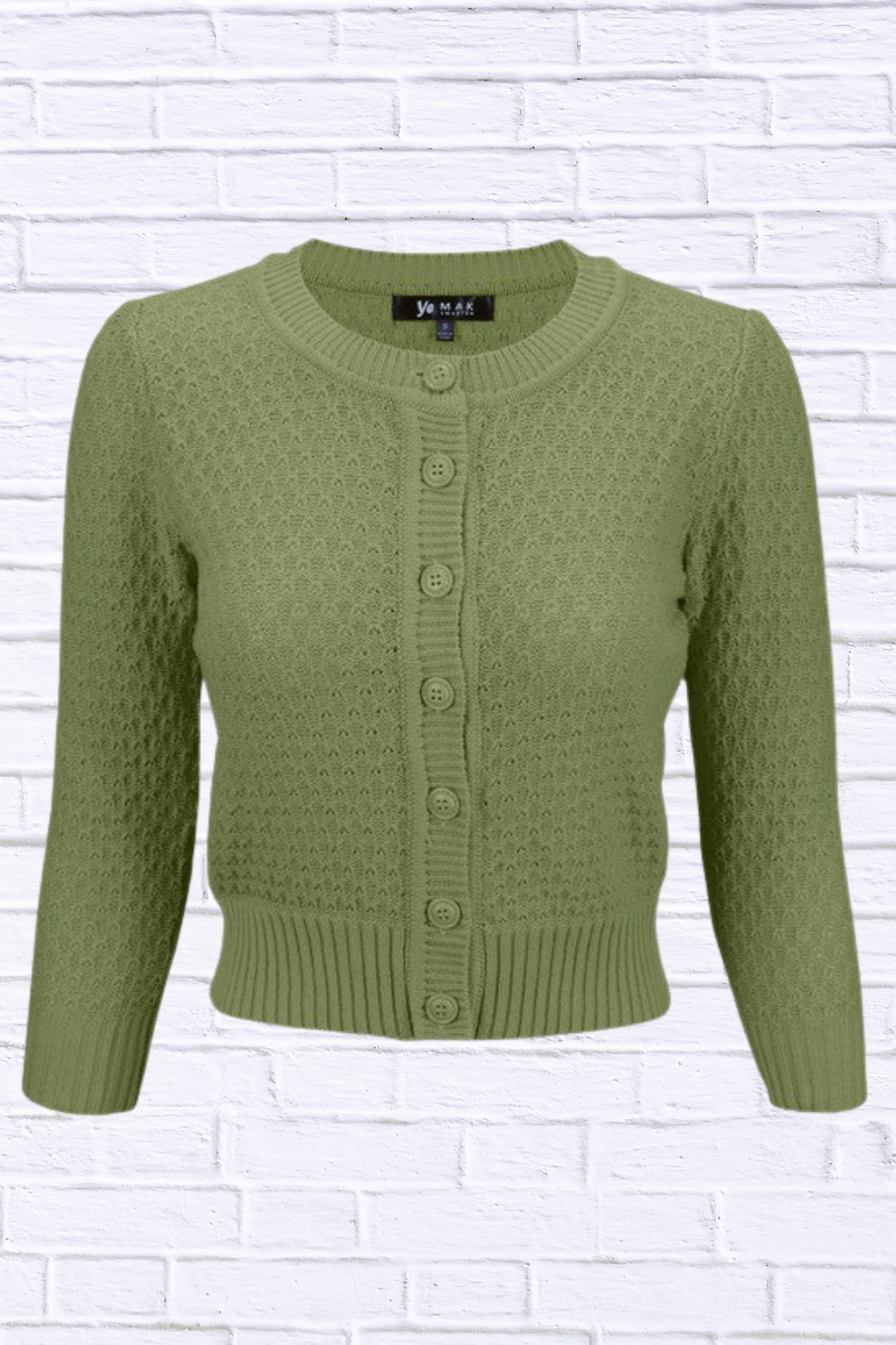 3/4 Sleeve Cute Pattern Cropped Cardigan Sweater