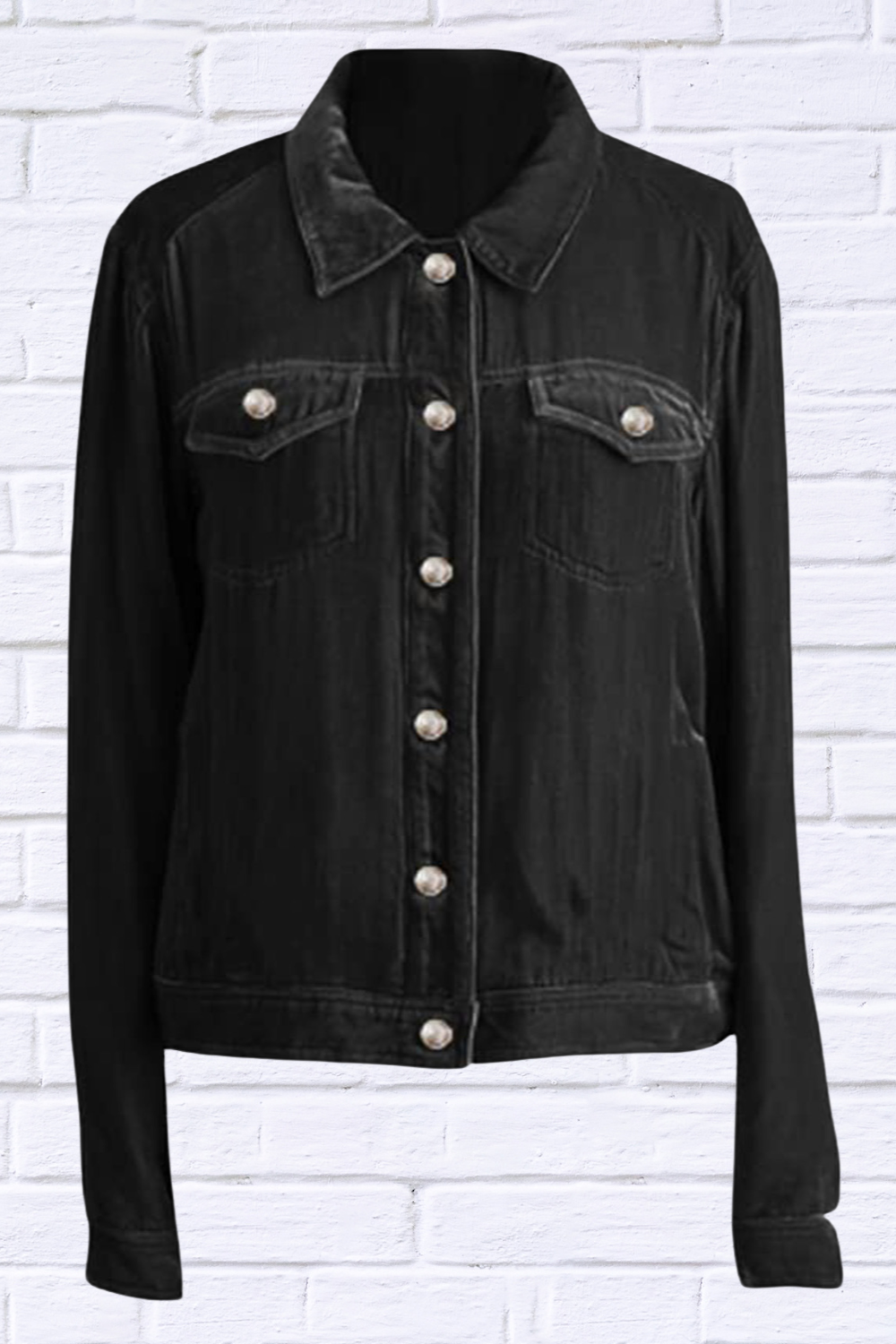 Button Up Long Sleeve Jacket with Chest Pockets