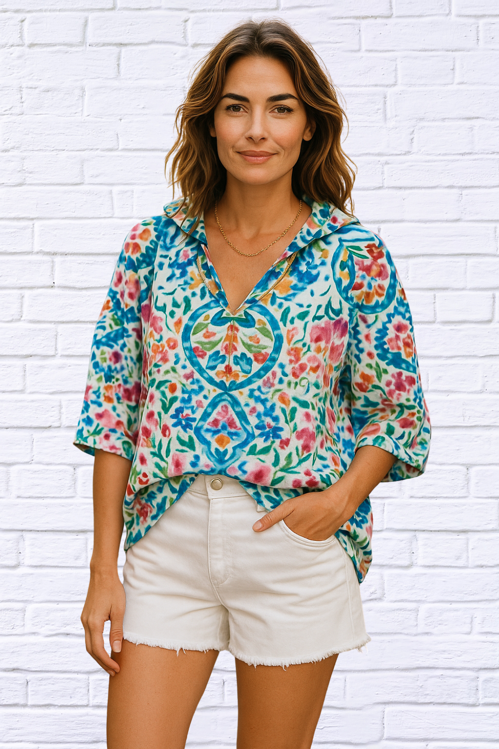 Boho Brights Printed Short Sleeve Shirt