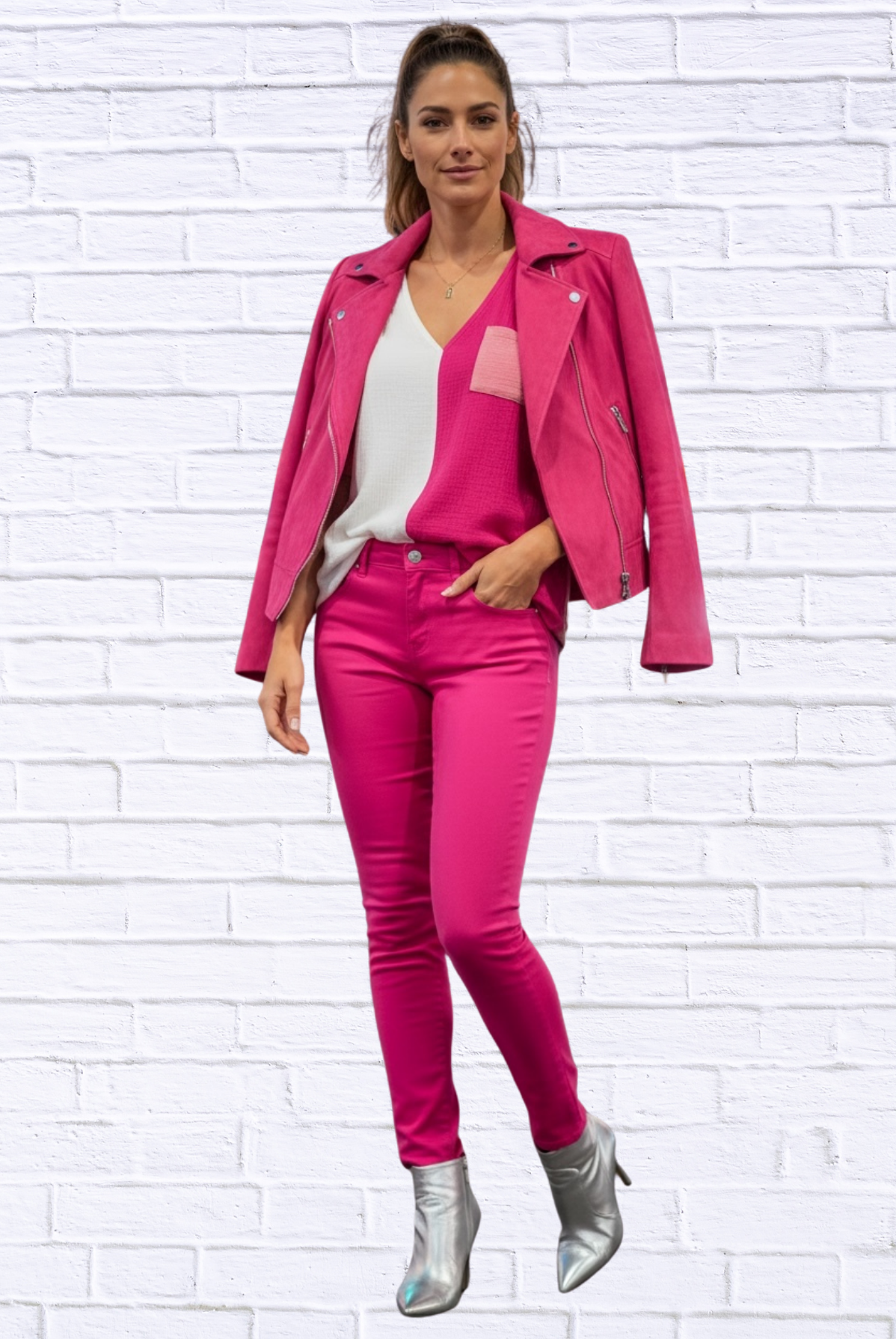 Color Block Johnny Collar Short Sleeve Blouse