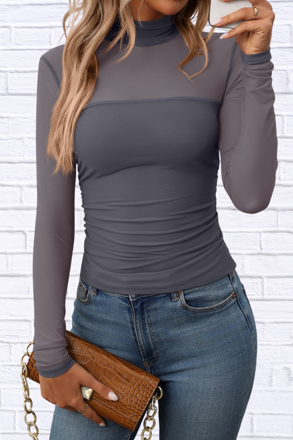 Mock Neck Long Sleeve Top