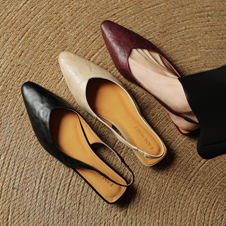 Aveline Genuine Leather Slingback Flats