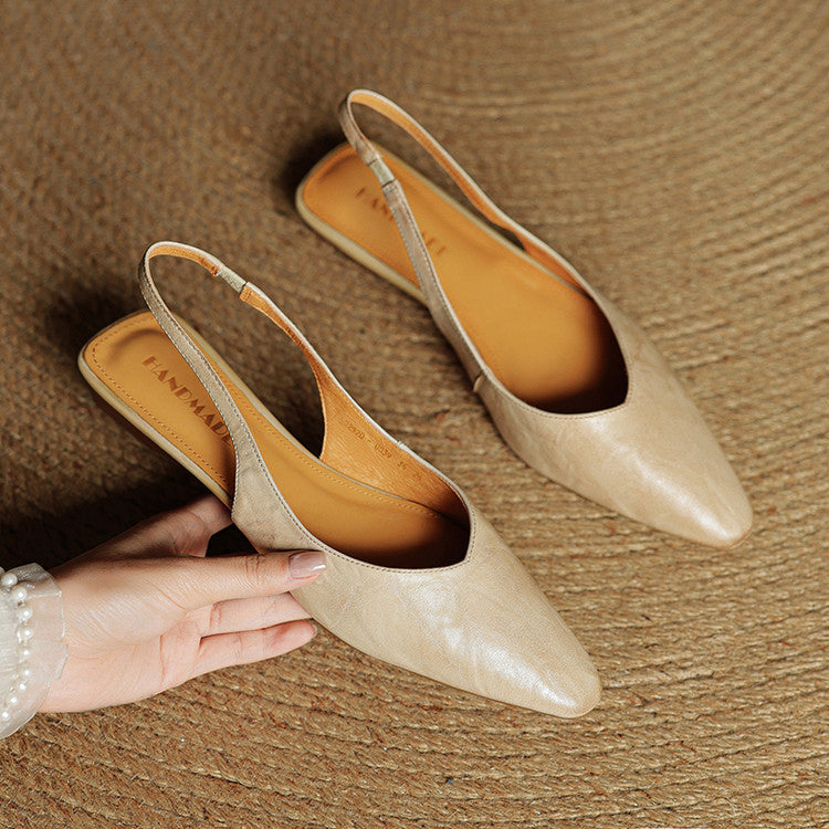 Aveline Genuine Leather Slingback Flats