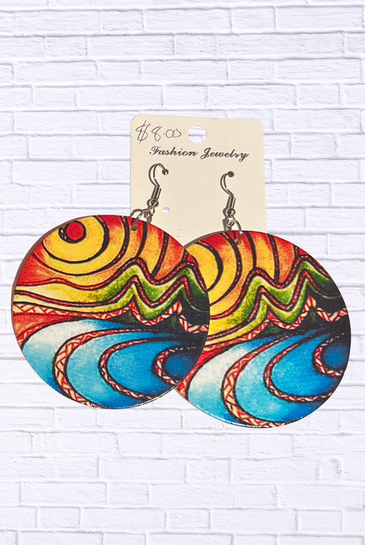 Vibrant Abstract Round Dangle Earrings