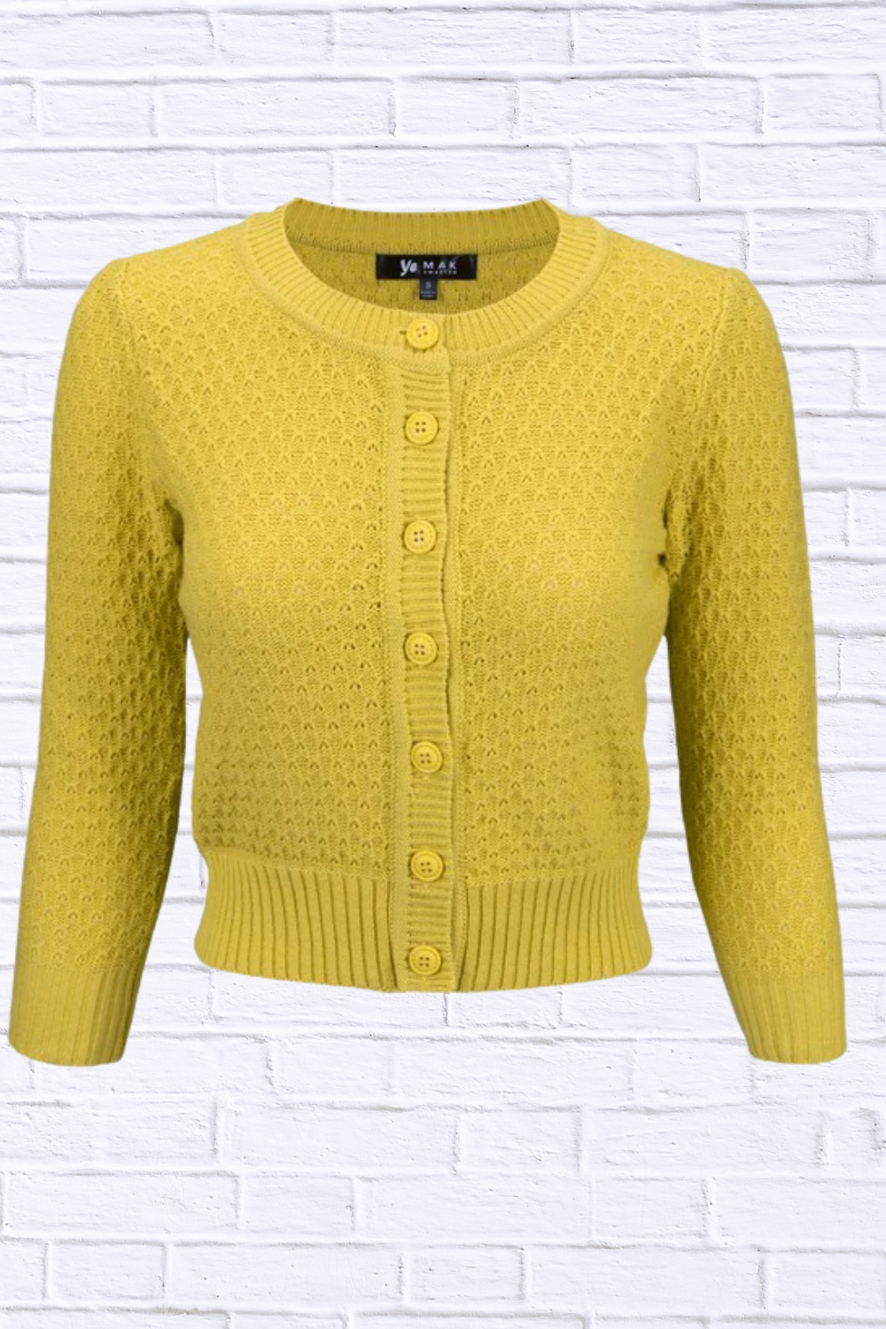 3/4 Sleeve Cute Pattern Cropped Cardigan Sweater