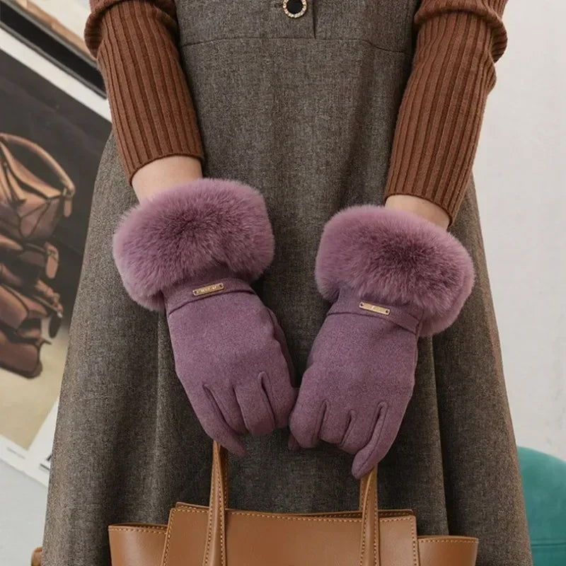 Chic Plush Cuff Winter Gloves