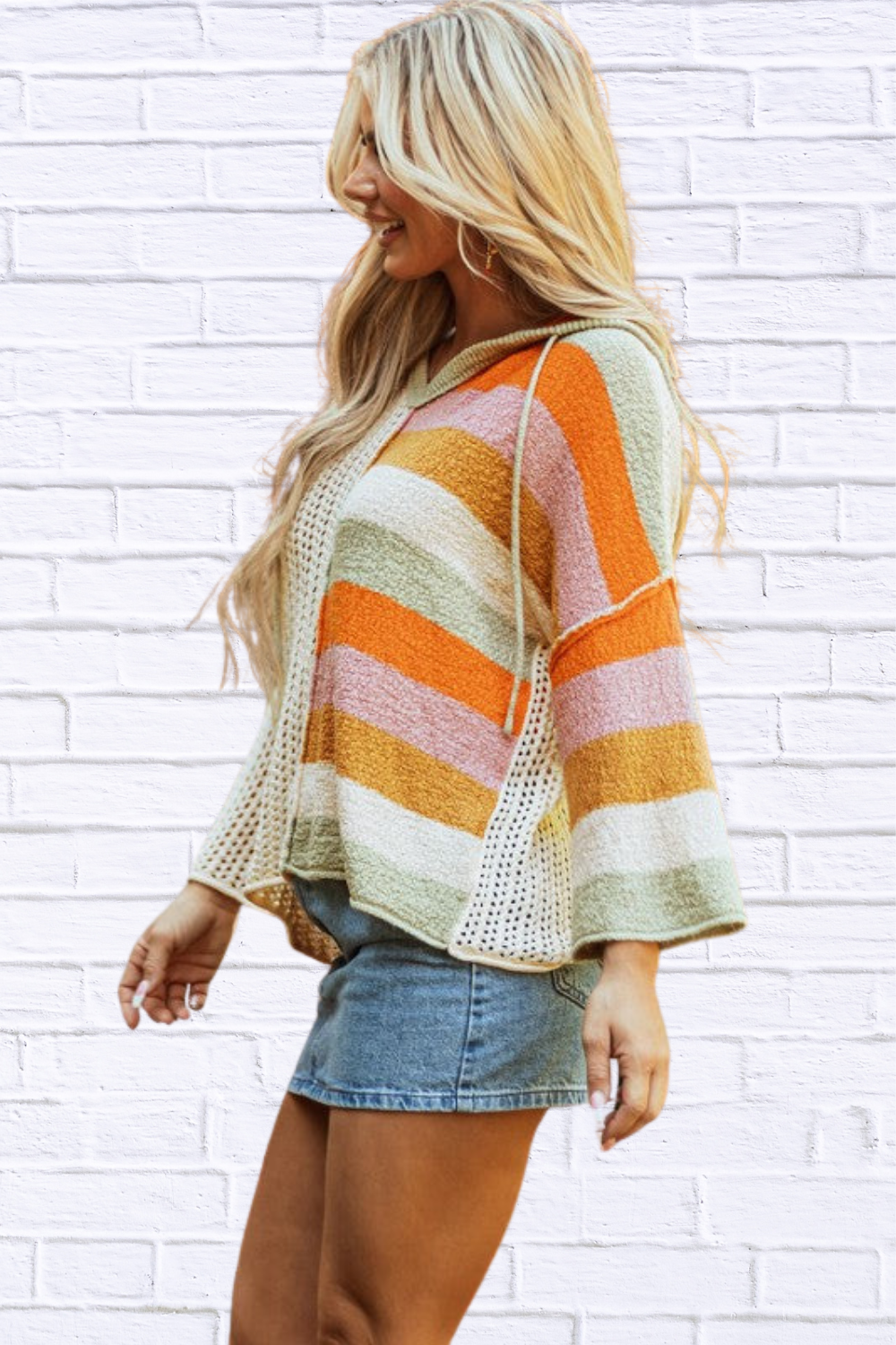 Harper Oversized Colorblock V Neck Hooded Sweater