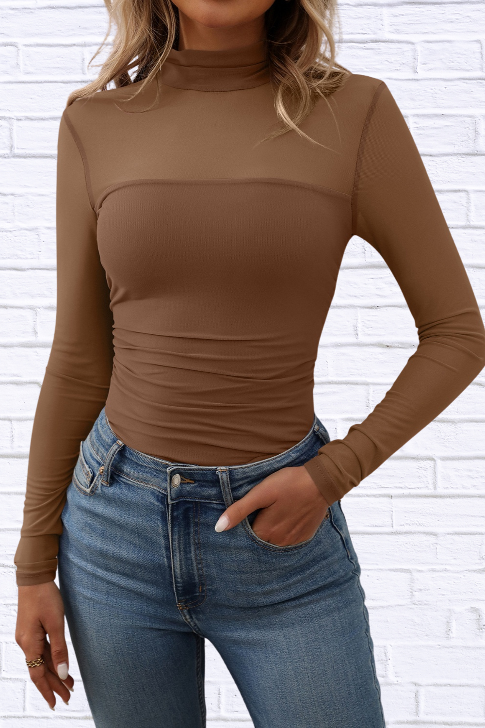 Mock Neck Long Sleeve Top