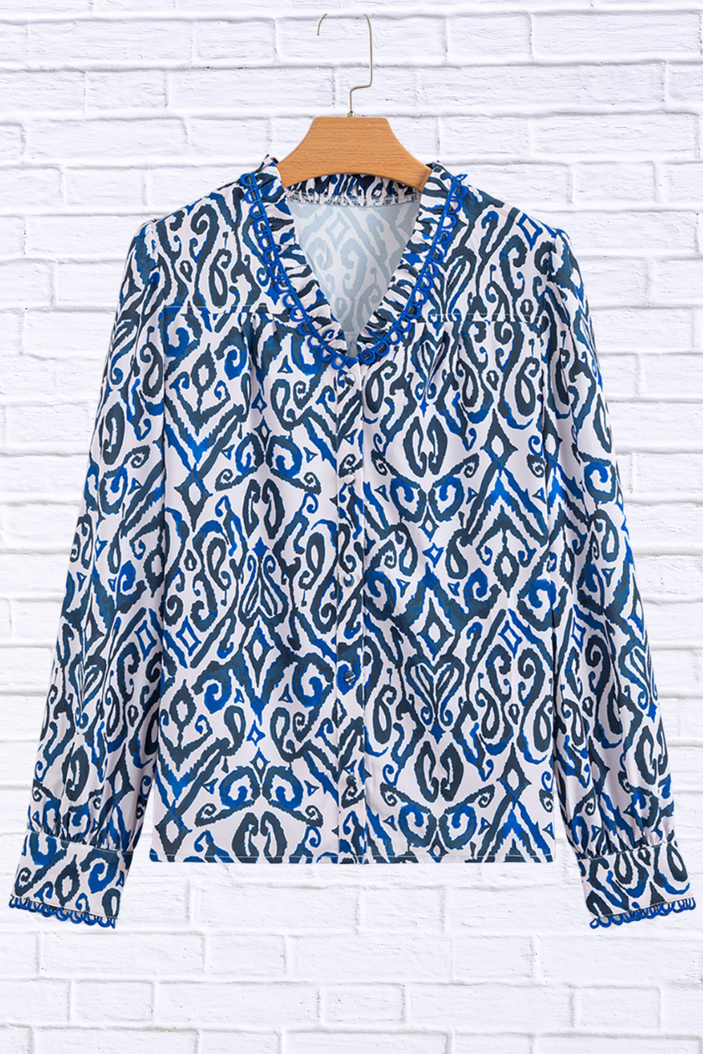 Paisley Print Long Sleeve Blouse