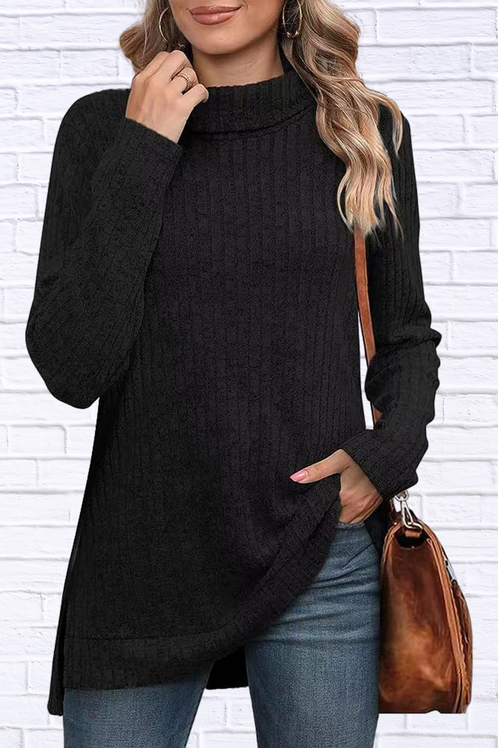Turtleneck High Low Top