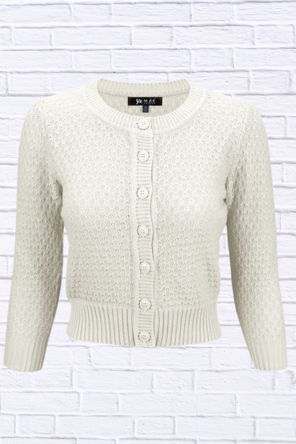 3/4 Sleeve Cute Pattern Cropped Cardigan Sweater