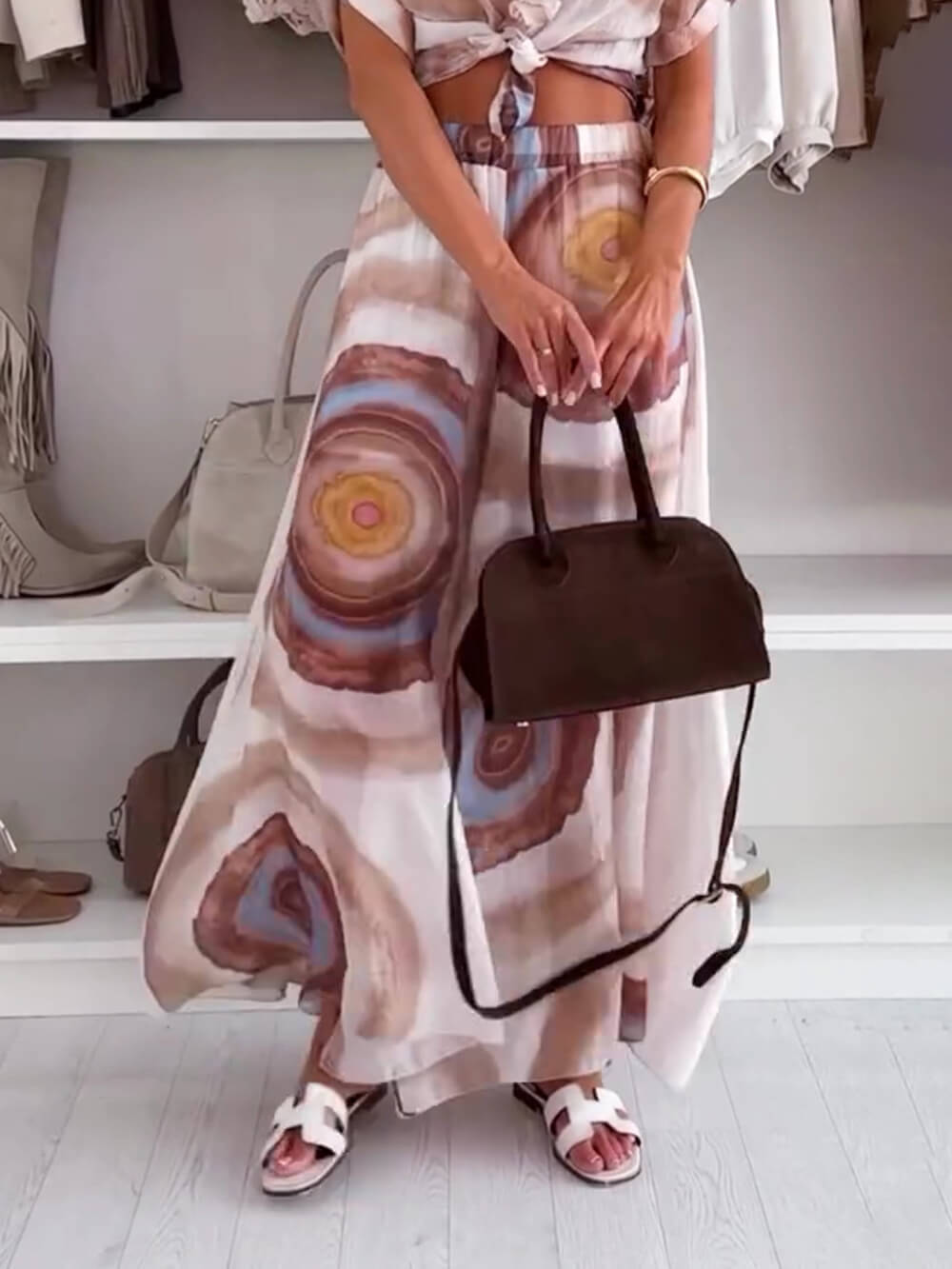 Casual Trendy Lapel Collared Print Button-Up Shirt