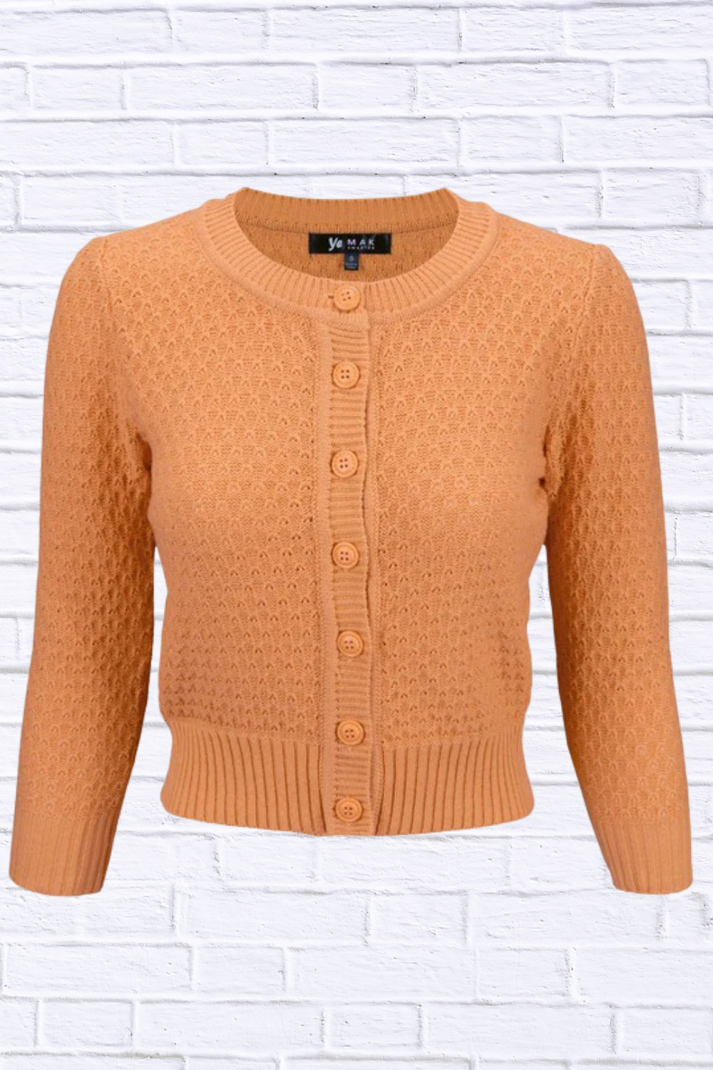 3/4 Sleeve Cute Pattern Cropped Cardigan Sweater