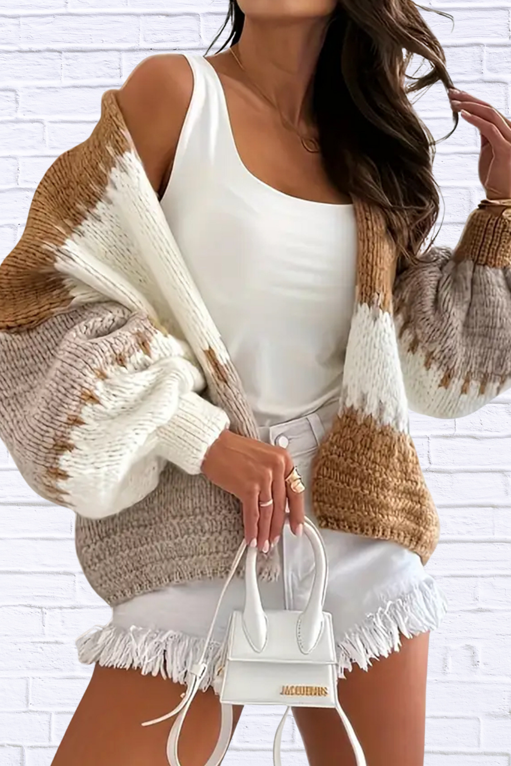Color Block Drop Shoulder Cardigan