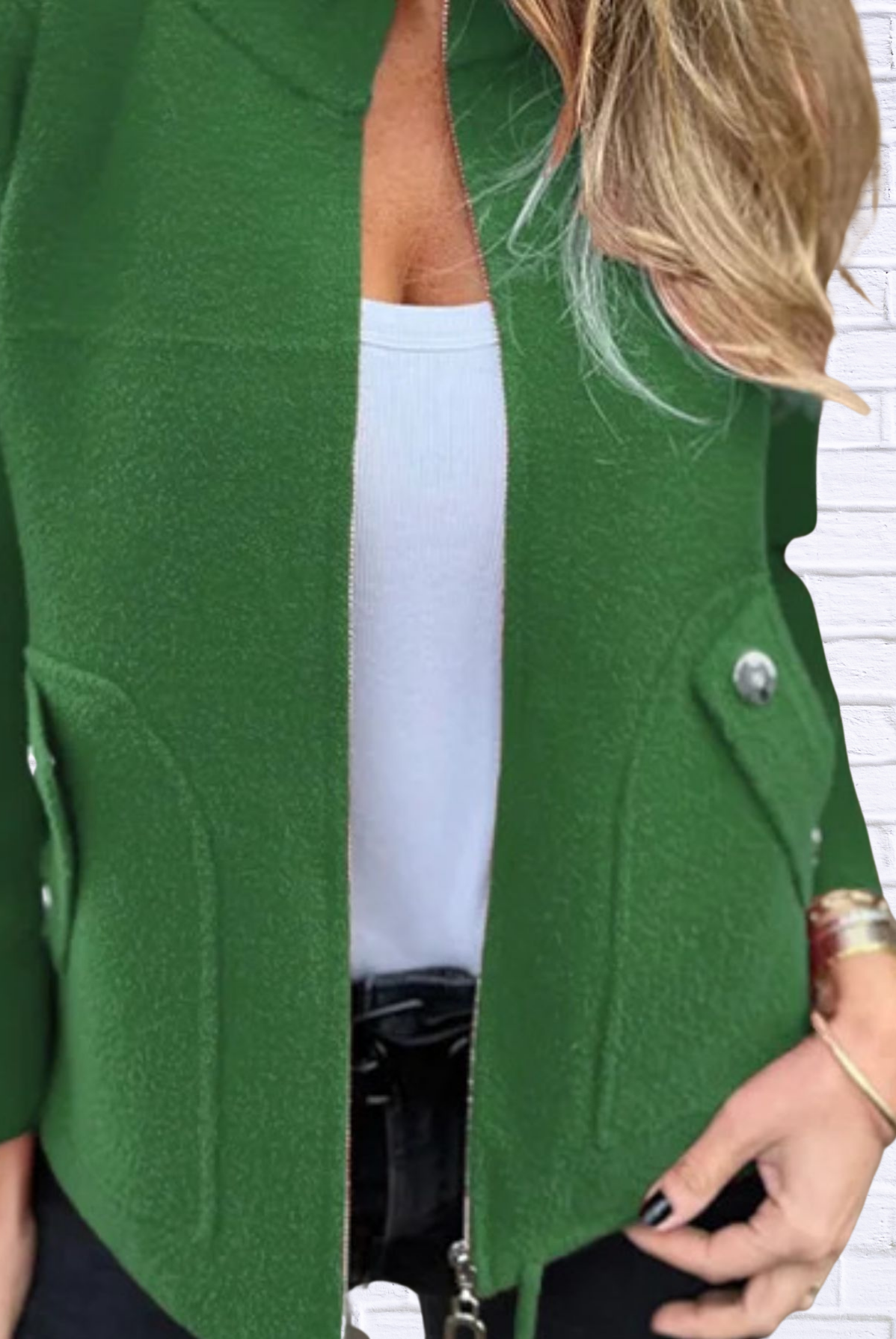 Full Size Textured Knit Zip Up Outerwear Plus Size