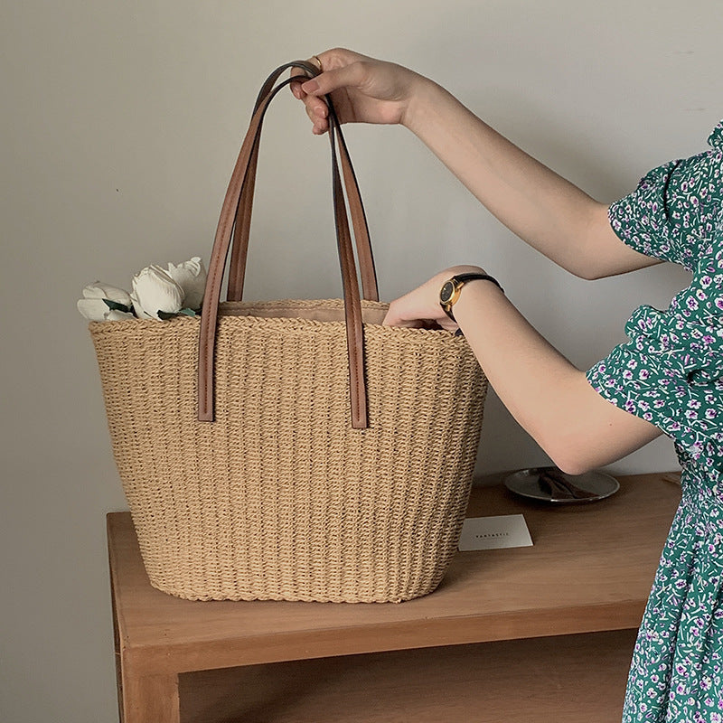 Simple Straw Bag Versatile Shoulder Bag Natural Fibers