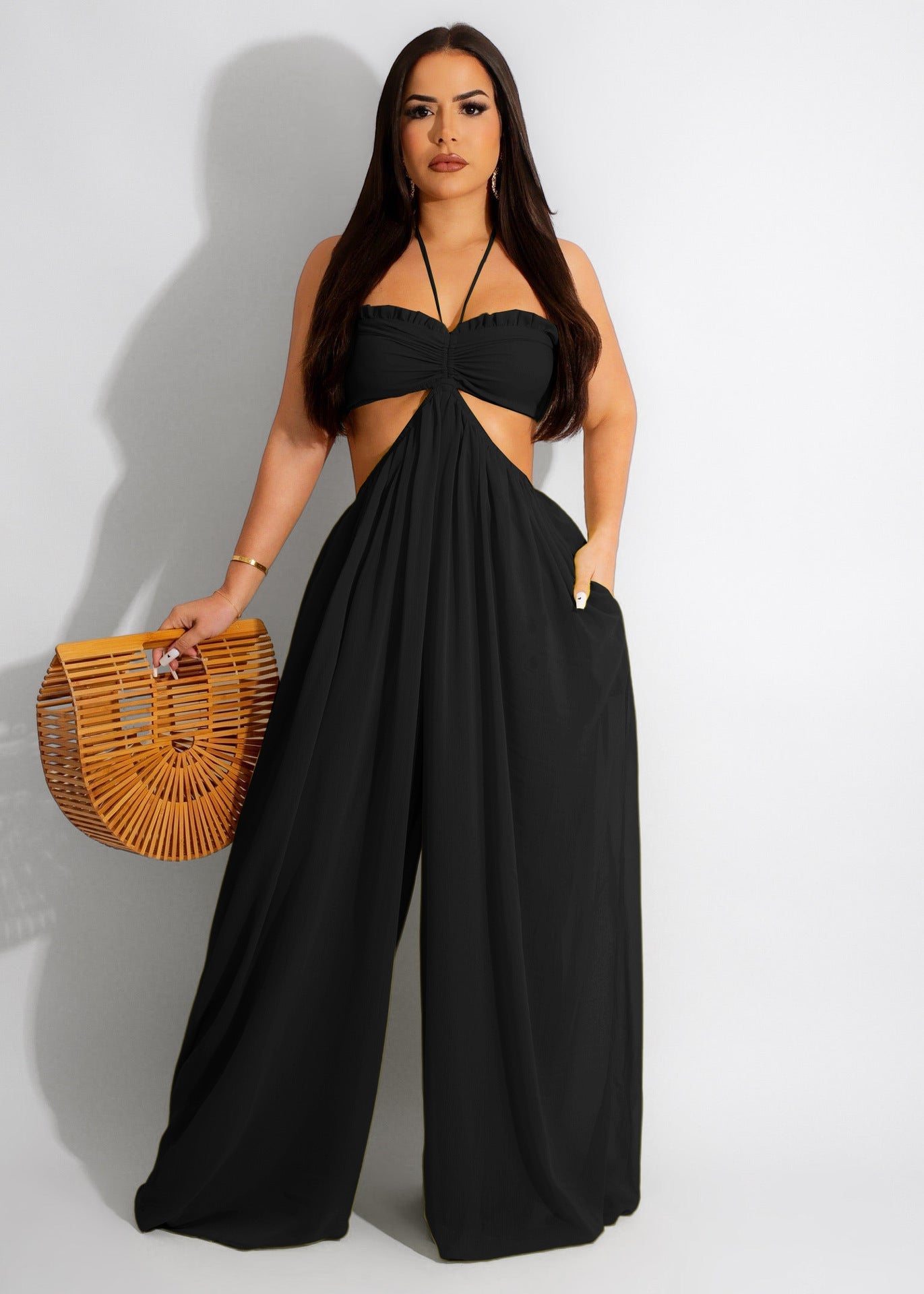 Cutout Waist Wide Leg Jumpsuit