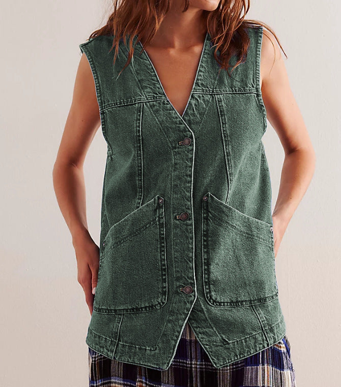 Denim Sleeveless Vest