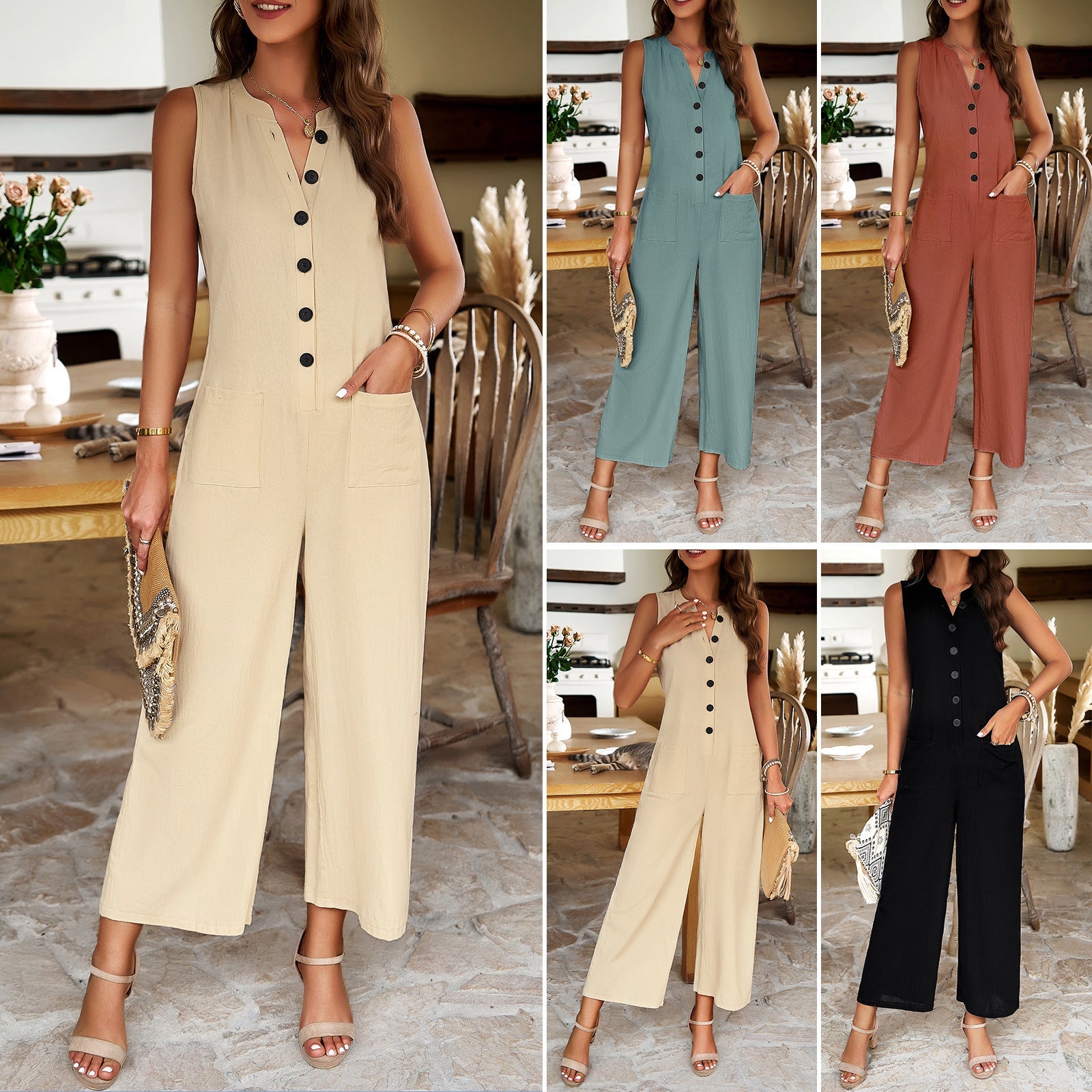 Summer Elegant Solid Color Jumpsuit