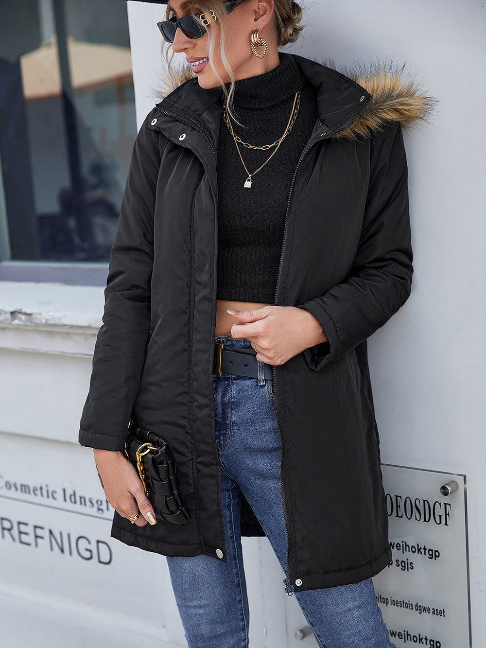 Cotton Padded Hooded Trench Coat